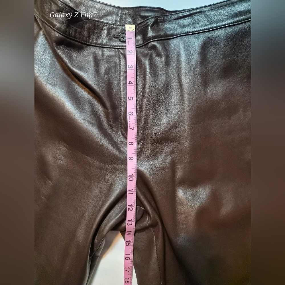 Talbots Petites 100% Genuine Leather Pants - Chocolate Brown - Size 14P - Picture 5 of 10